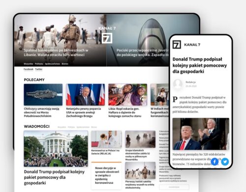 Przykładowe screeny z projektu portalu internetowego